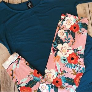 Agnes & Dora Pink Hummingbird Leggings XS